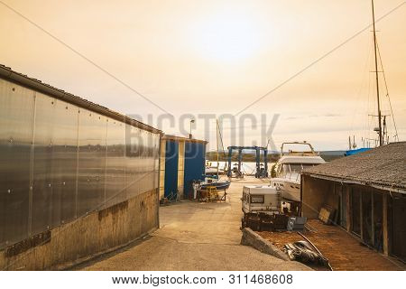 Shipyard In Punat Harbor, Krk Island , Croatia