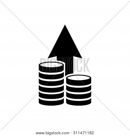 Financial Growth, Investment Strategy Plan. Flat Vector Icon Illustration. Simple Black Symbol On Wh