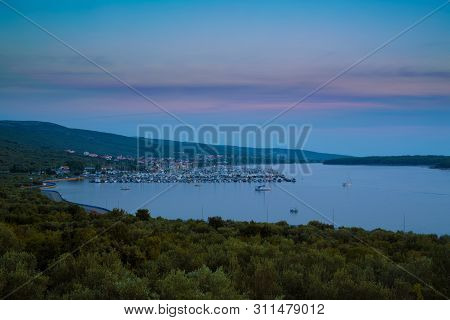 Punat Town In Krk Island, Croatia At Dusk