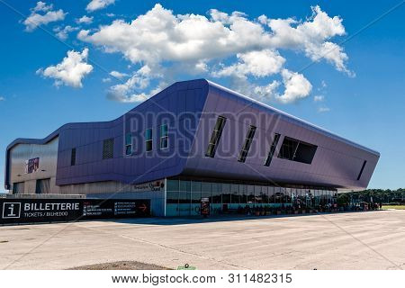 Lorient, France - August 3, 2018: Modern Architecture Museum In Keroman Submarine Base. It Was A Ger