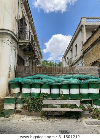Barricade Separating Nicosia Between  Republic Of Cyprus And  Unrecognized Turkish Republic Of North