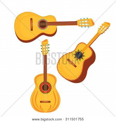Set Of Traditional Mexican Musical Instruments Guitar And Guitarron