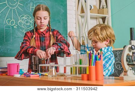 School Chemistry Laboratory. Laboratory Research - Scientific Project For Chemical Test. Back To Sch