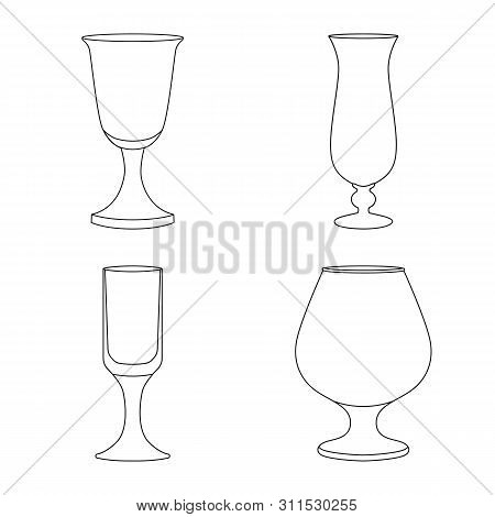 Vector Illustration Of Dishes And Container Icon. Set Of Dishes And Glassware Vector Icon For Stock.