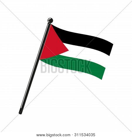 National Flag Of Palestine In The Original Colours And On The Stick