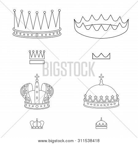 Isolated Object Of Queen And Heraldic Symbol. Set Of Queen And Vip Vector Icon For Stock.