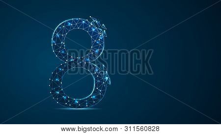 Number Eight 2d Low Poly Abstract Illustration Consisting Of Points, Lines, And Shapes In The Form O