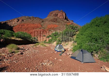 The Hance Rapids Campsite In Grand Canyon National Park, Arizona.
