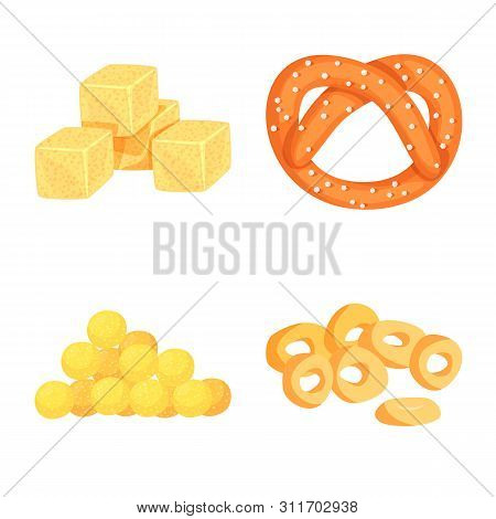 Vector Illustration Of Food And Crunchy Symbol. Set Of Food And Flavor Vector Icon For Stock.