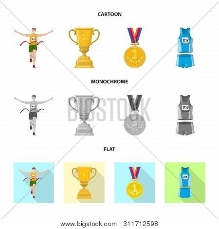 Vector Design Of Sport And Winner Logo. Set Of Sport And Fitness Stock Vector Illustration.