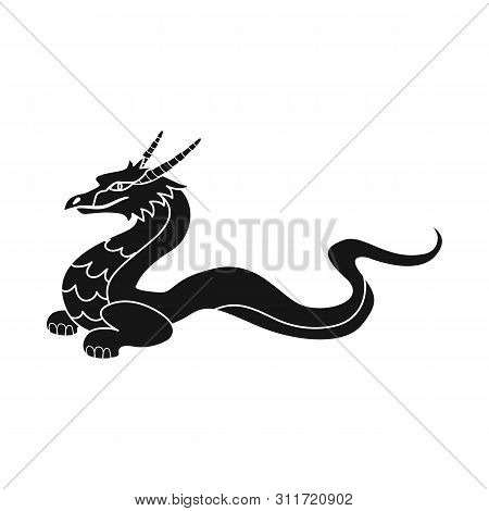 Vector Illustration Of Dragon And Predator Logo. Collection Of Dragon And Fairytale Vector Icon For 