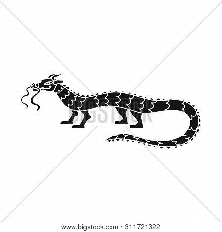 Isolated Object Of Dragon And Fantasy Logo. Set Of Dragon And Wing Vector Icon For Stock.