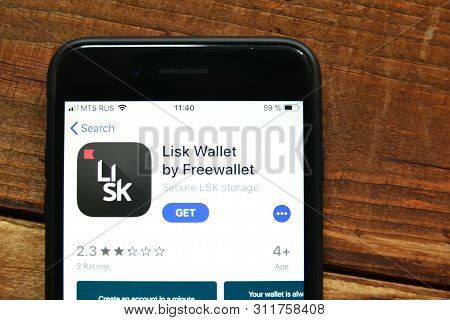 Stavropol, Russian Federation. July 16, 2019. Smartphone With Mobile Application Lisk Wallet By Free