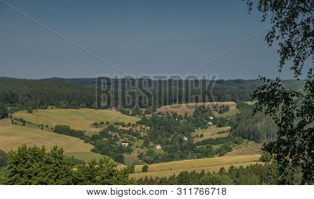 Hot Summer Morning Near Pecka Old Town In East Bohemia With View For Landscape