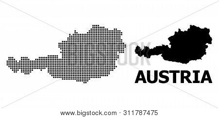 Pixelated Map Of Austria Mosaic And Solid Illustration. Vector Map Of Austria Combination Of Sphere 