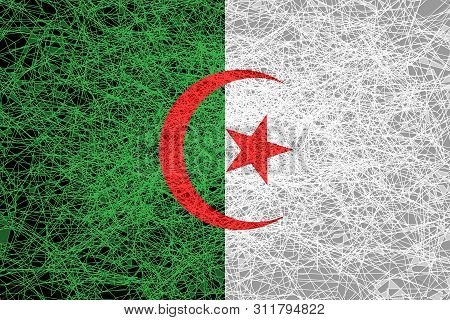 Flaf Of Algeria. Illustration In Grunge Style.
