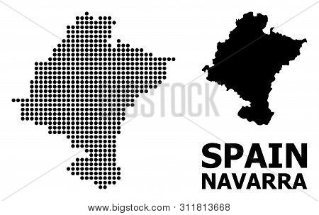 Dotted Map Of Navarra Province Composition And Solid Illustration. Vector Map Of Navarra Province Co
