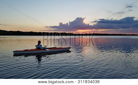 Everglades National Park, Florida February 26, 2018 Woman Kayaking On Coot Bay In Eveglades National