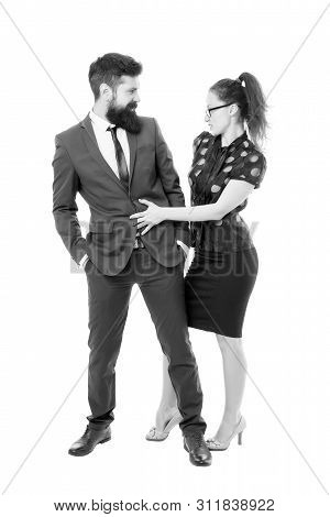 Flirting With Boss. Man And Woman Business Colleagues. Office Flirt. Career Company. Office Couple. 