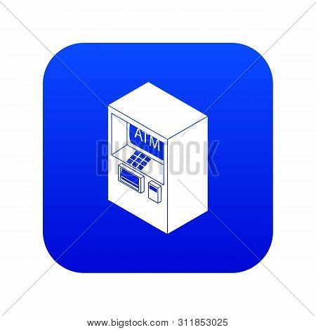 Atm Icon Blue Isolated On White Background