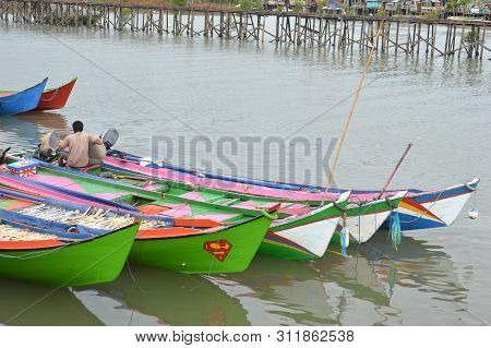 Wooden Fishing Boat At Tarakan Indonesia