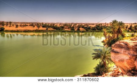 Panoramic View To Katam Aka Baramar Lake Group Of Ounianga Kebir Lakes , Ennedi, Chad