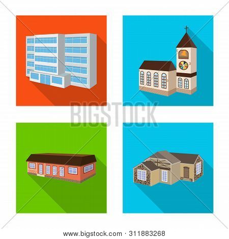 Vector Illustration Of Facade And Housing Symbol. Collection Of Facade And Infrastructure Vector Ico