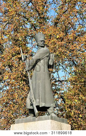 Bila Tserkva/ukraine - September 15, 2018. Monument To The Grenadiers Of The 2nd Kiev Cossack Regime