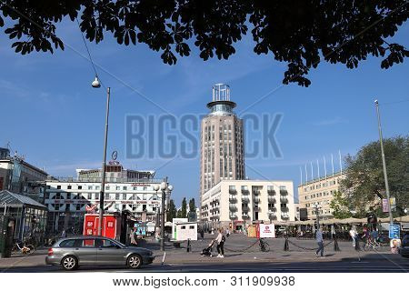 Stockholm, Sweden - August 24, 2018: Morning View Of Medborgar Square (medborgarplatsen) In Sodermal