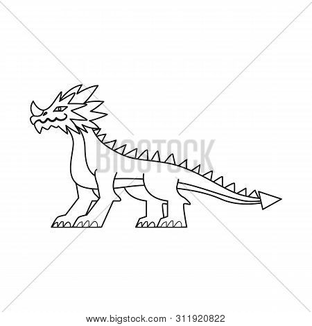 Isolated Object Of Dragon And Breathing Symbol. Set Of Dragon And China Vector Icon For Stock.
