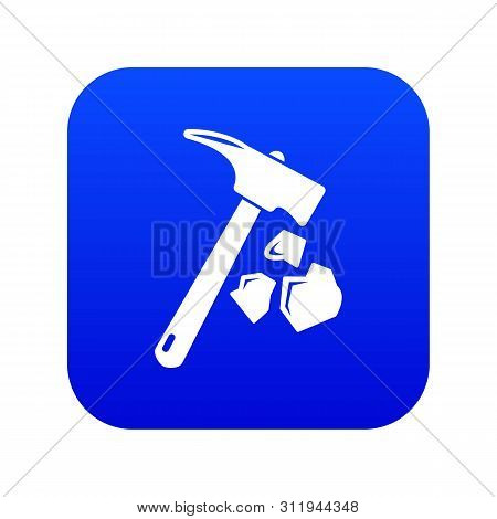 Minning Hand Hammer Icon Blue Isolated On White Background