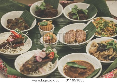 Assorted Peranakan Dishes In A Peranakan Feast In A Fine Dining Restaurant