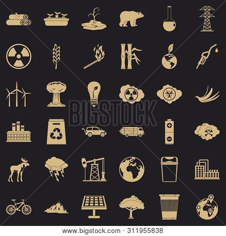Ecology Icons Set. Simple Style Of 36 Ecology Icons For Web For Any Design