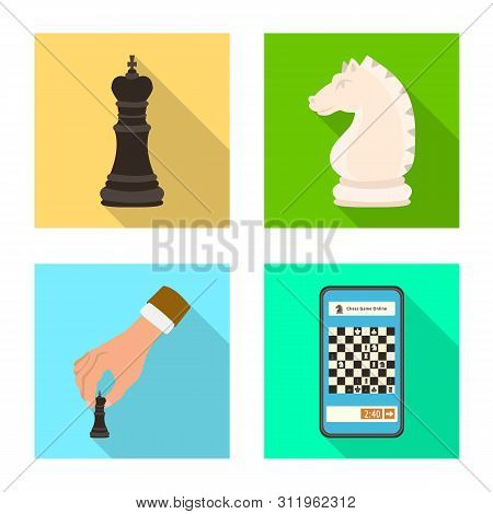 Vector Illustration Of Checkmate And Thin Symbol. Set Of Checkmate And Target Vector Icon For Stock.