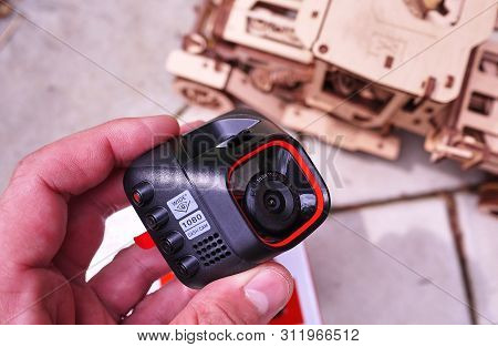Dashcam For Car. Details And Close-up. Dashcam For Car. Details And Close-up