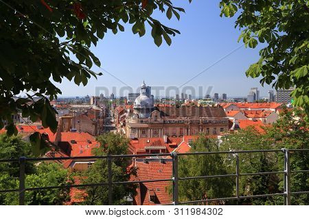 Zagreb City In Croatia. Summer Cityscape View.
