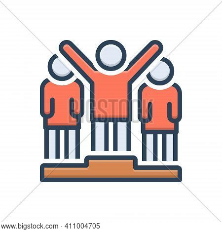 Color Illustration Icon For Competition Contest Reactance Impedance Championship Podium Victory Achi