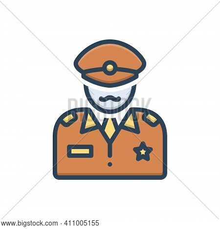 Color Illustration Icon For Commander Patriot People Commandant Director Officer Soldier Military Ar
