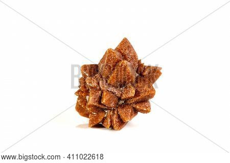 Macro Mineral Stone Ikaite On A White Background