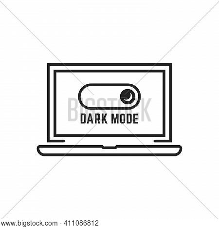 Black Darkmode Switch In Linear Laptop. Flat Style Trend Modern Minimal Logotype Graphic Design Isol