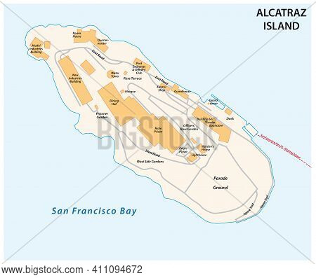 Vector Map Of Californias Former Prison Island Alcatraz