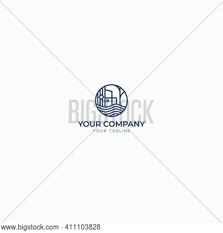 Minimalist Line Art Lake And Property Management