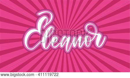 Hand Lettered Handwritten, Script, Calligraphic Name On Pink Outlined Japanese Sun Burst Background.