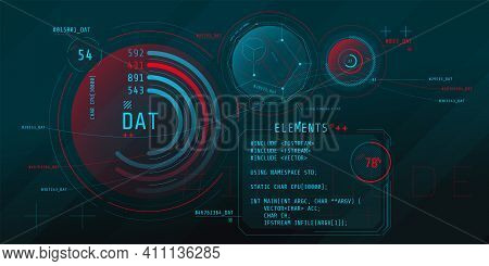 Composition Of Computer Hud Interface With Coding.
