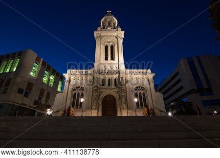 View Of The Saint-charles Church In Monte Carlo At Night
