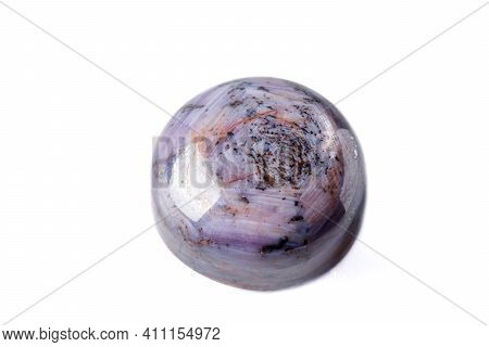 Macro Of Mineral Corundum Ruby Sapphire On White Background