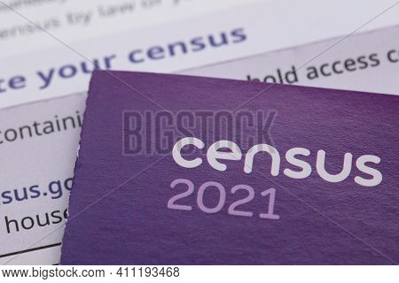 London, Uk - February 2021: Leaflet For The Official England And Wales Census