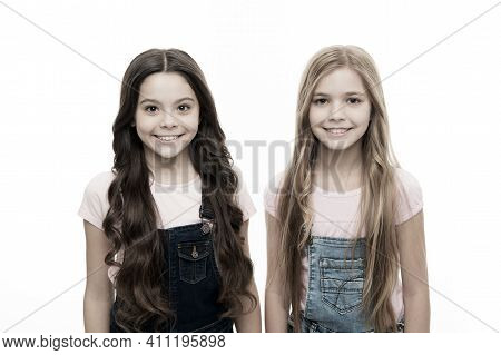 These Stunning Looks. Cute Little Girls Wearing New Hairstyle. Adorable Small Girls With Long Hairst