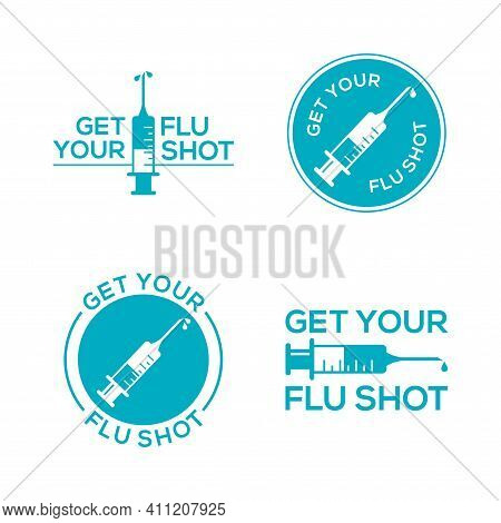 Get Your Flu Shot With Syringe Injection Symbol. Flu Vaccine Isolated On White Background