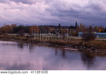 Courtenay, Canada - November 4,2020: View Of  Airfield Runway Inside Of Courtenay Airpark